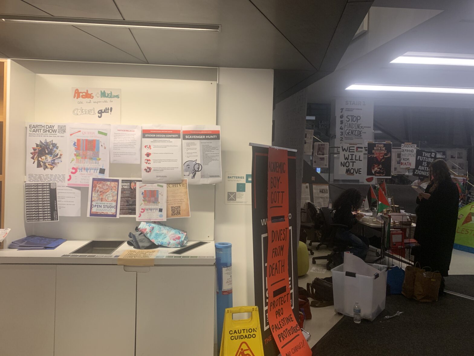 Wall of posters in university center